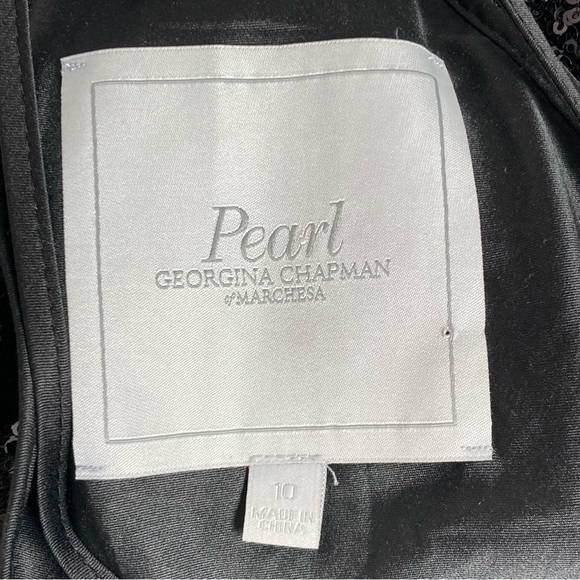 Pearl Georgina Chapman of Marchesa Sequin Trapeze Mini Dress Size 10 Black NWT - Picture 12 of 16